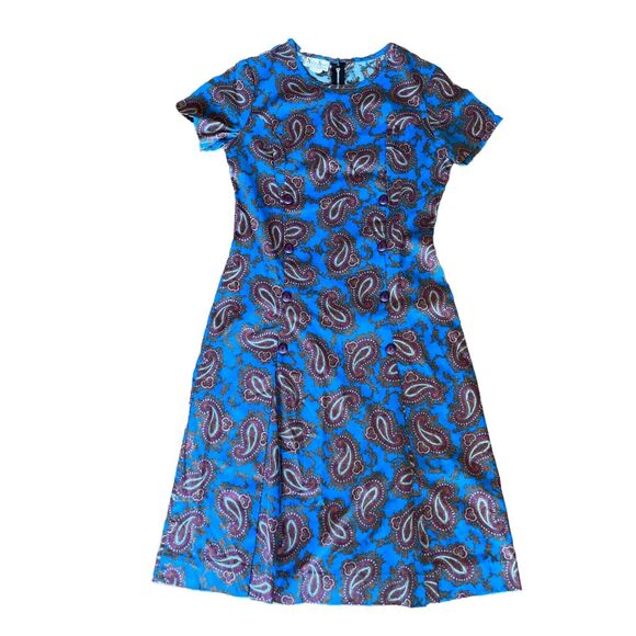 Vintage Dress Pleated Paisley Retro - Picture 1 of 8